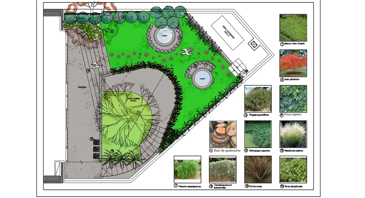 Plano Cámara de la Construcción Proyectos de Paisajismo - Masdar Jardines